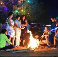 Evening bonfire setup at Eagle Paradise